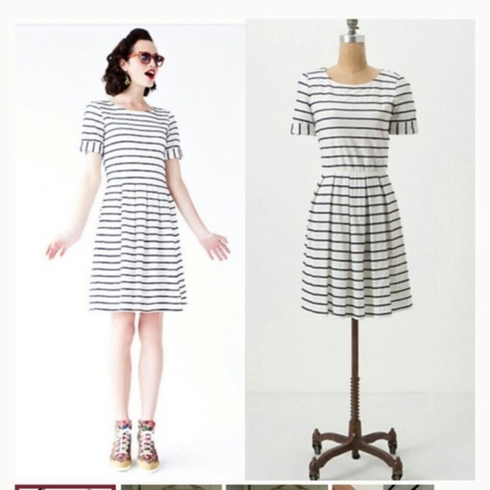 Bordeaux Scalloped striped dress